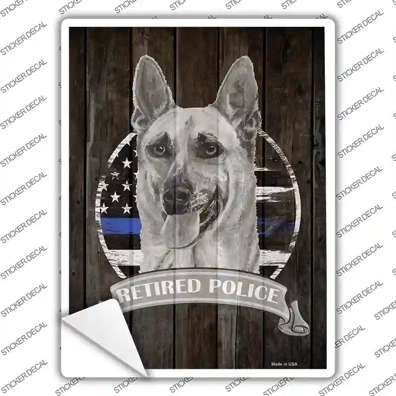 P-3328s-XL Retired Police K9 Novelty Rectangle Sticker Decal - Extra Large