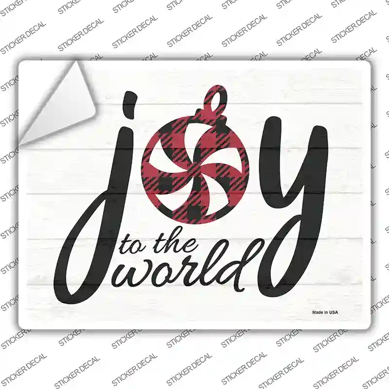 P-3429s-L Joy to the World White Novelty Rectangle Sticker Decal - Large