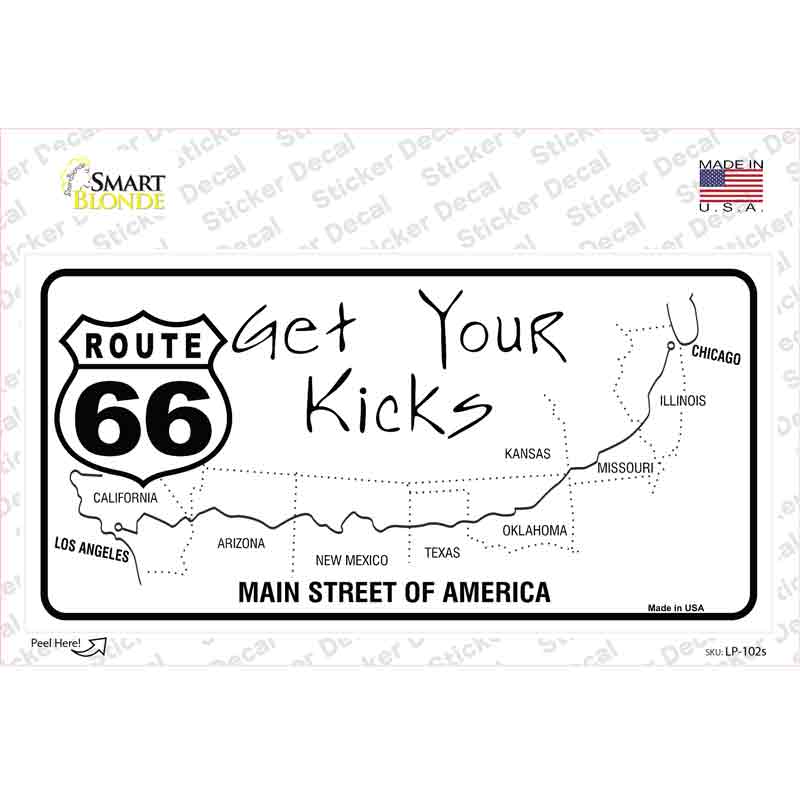 LP-102s-M US Route 66 Map Novelty Sticker Decal - Medium