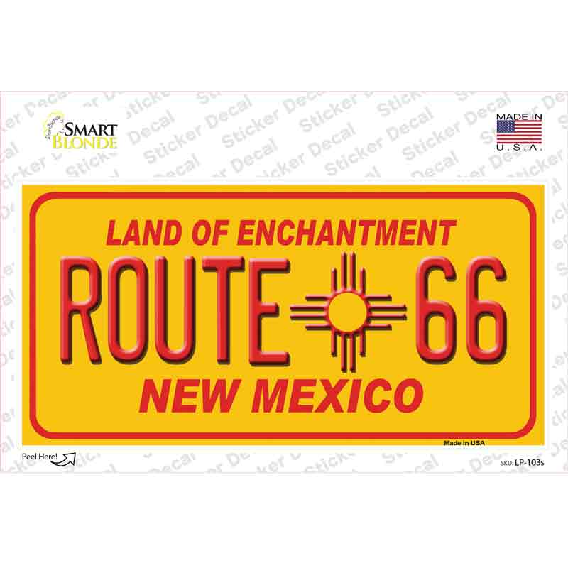 LP-103s-M Route 66 Yellow   Mexico Novelty Sticker Decal - Medium