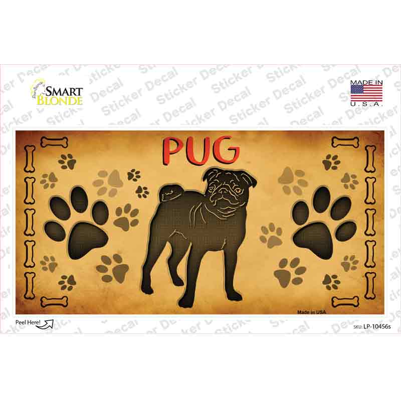 LP-10456s-M Pug Novelty Sticker Decal - Medium
