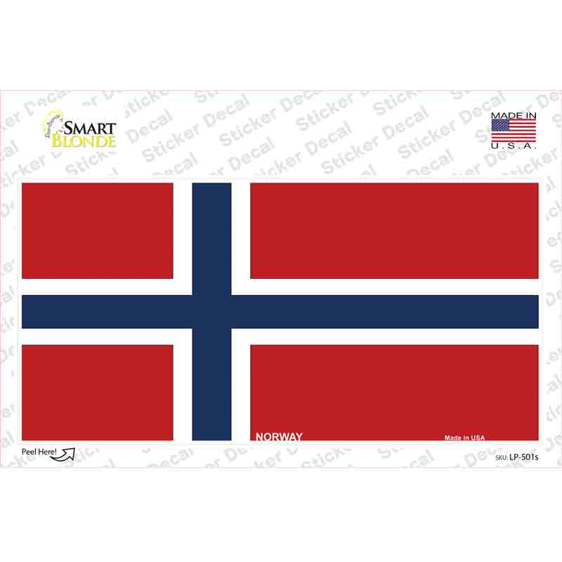 LP-501s-M Norway Flag Novelty Sticker Decal - Medium
