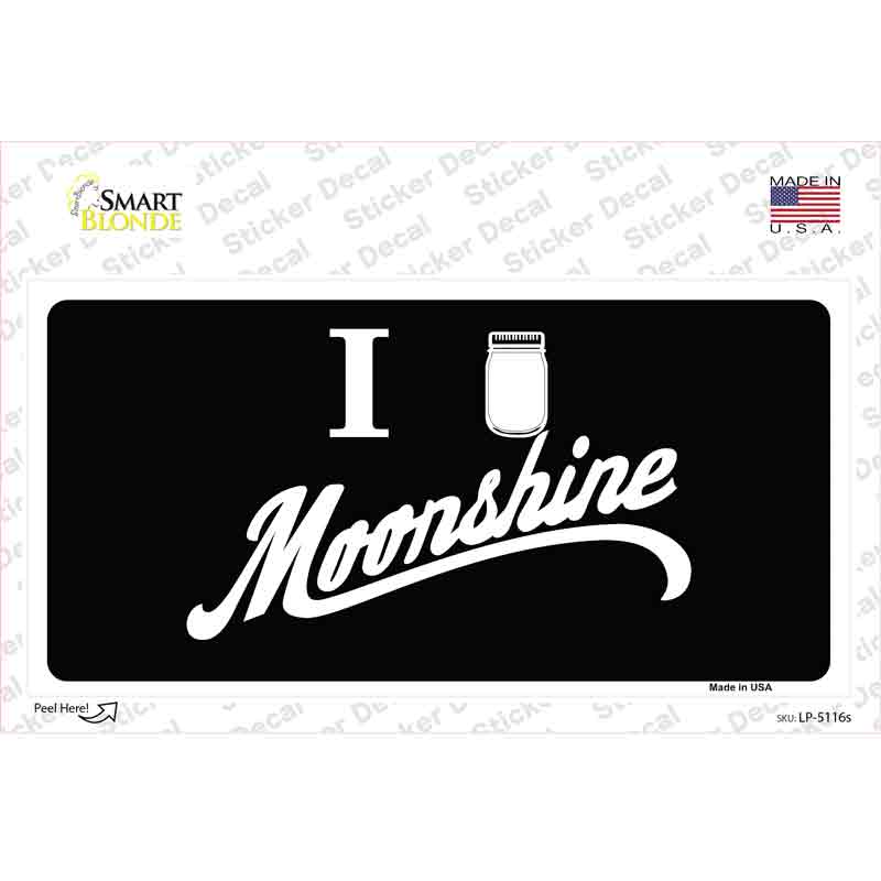 LP-5116s-M I Love Moonshine Novelty Sticker Decal - Medium