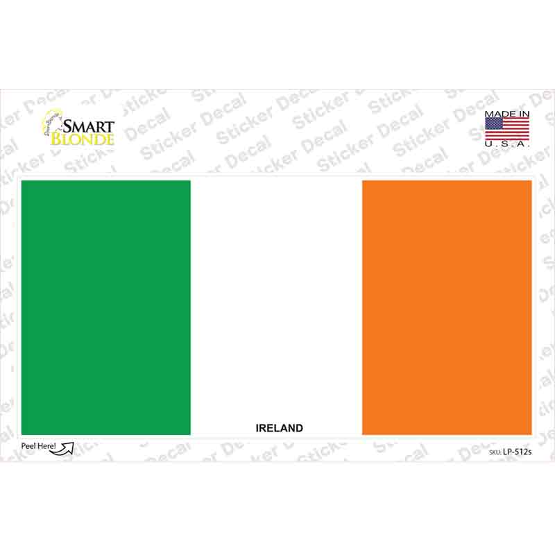 LP-512s-M Ireland Flag Novelty Sticker Decal - Medium