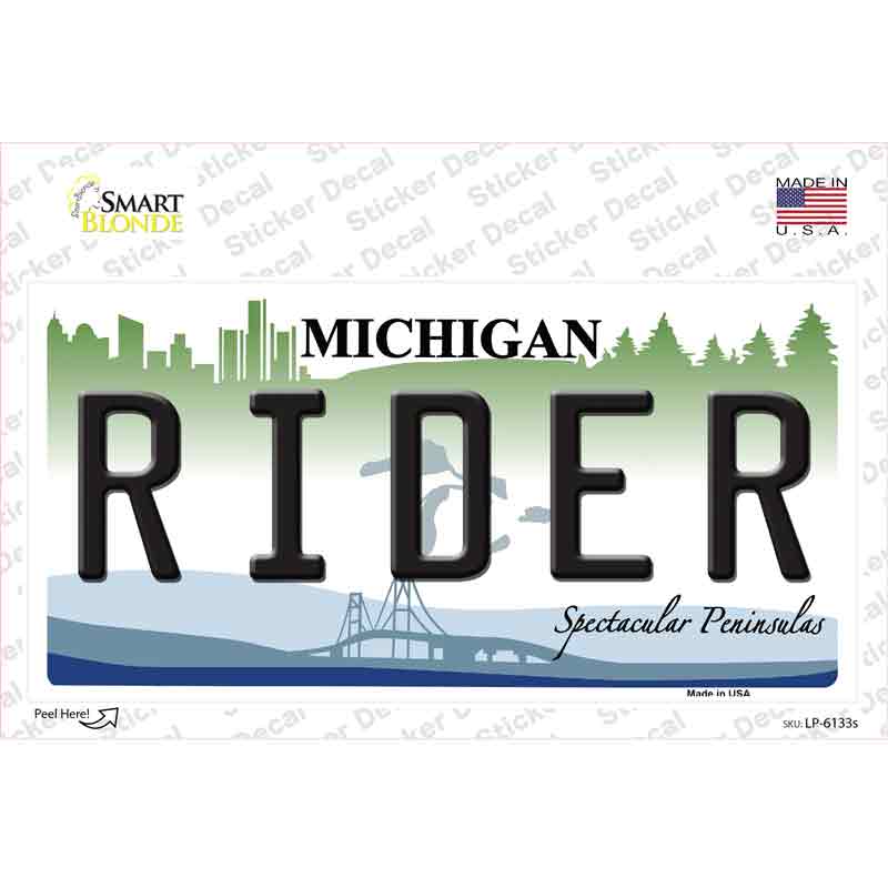 LP-6133s-M Rider Michigan Novelty Sticker Decal - Medium
