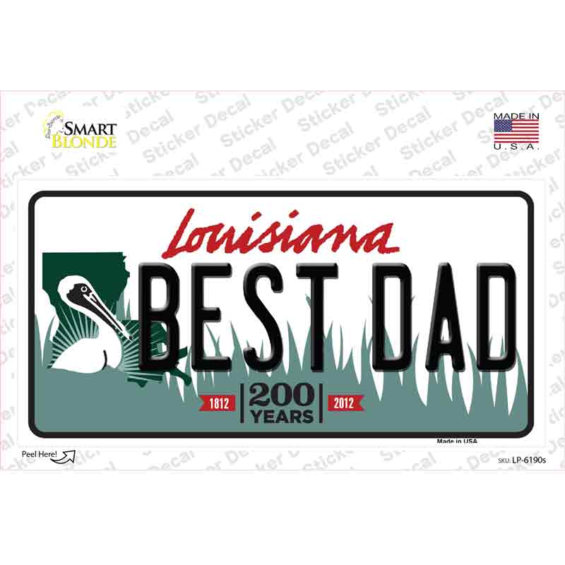 LP-6190s-M Best Dad Louisiana Novelty Sticker Decal - Medium