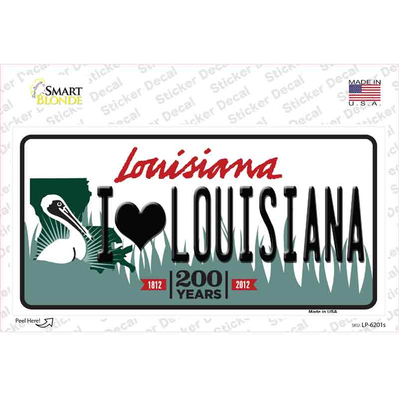 LP-6201s-M I Love Louisiana Novelty Sticker Decal - Medium