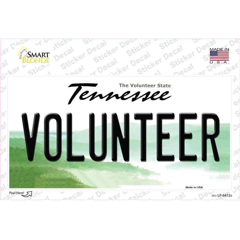 LP-6412s-M Volunteer Tennessee Novelty Sticker Decal - Medium