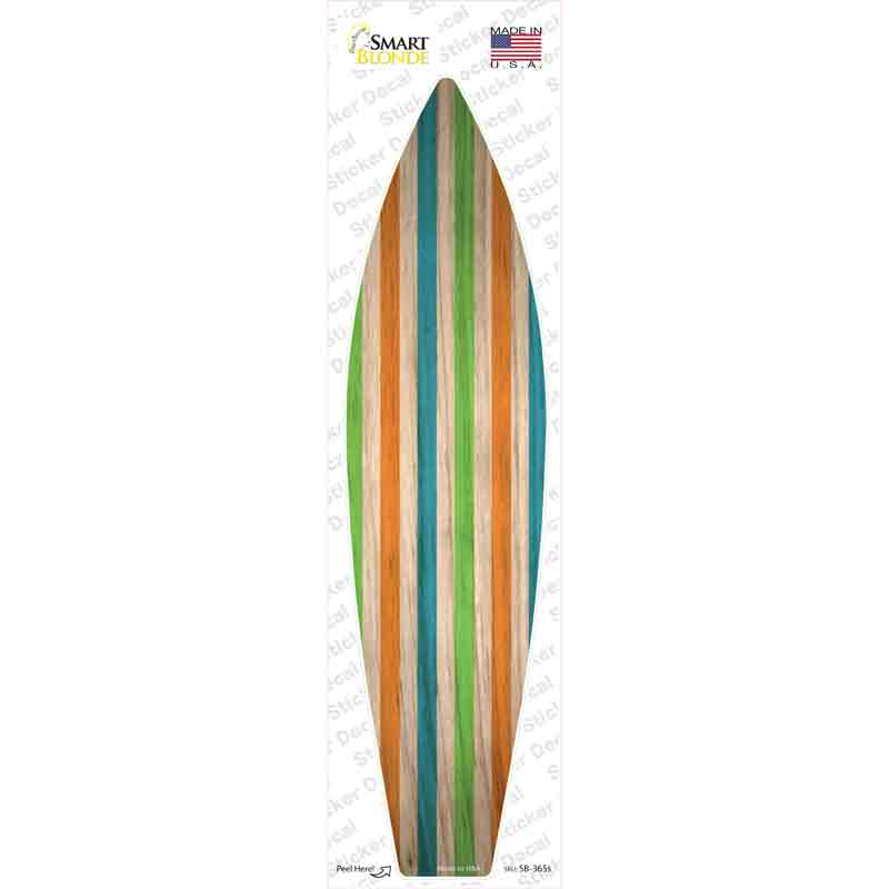 SB-365s-M Blue Green & Orange Striped Novelty Surfboard Sticker Decal - Medium