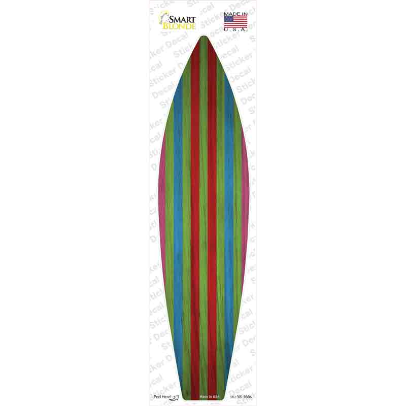 SB-366s-M Red Green Blue & Purple Striped Novelty Surfboard Sticker Decal - Medium