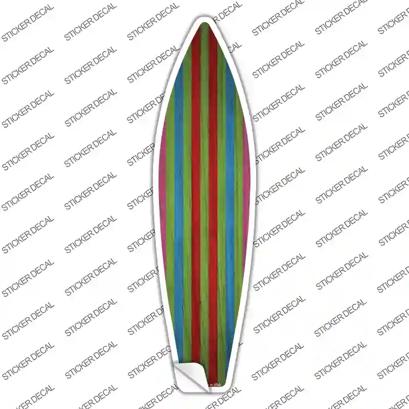 SB-366s-S Red Green Blue & Purple Striped Novelty Surfboard Sticker Decal - Small