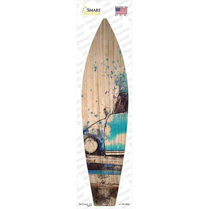 SB-368s-M Blue Sedan Novelty Surfboard Sticker Decal - Medium