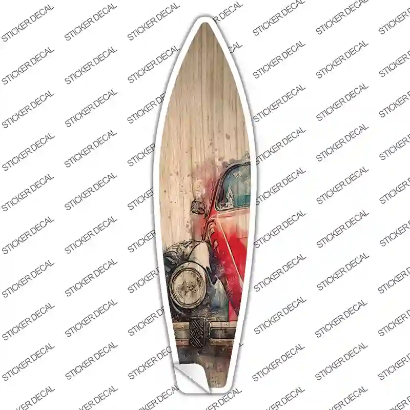SB-370s-XL Red Small Car Novelty Surfboard Sticker Decal - Extra Large