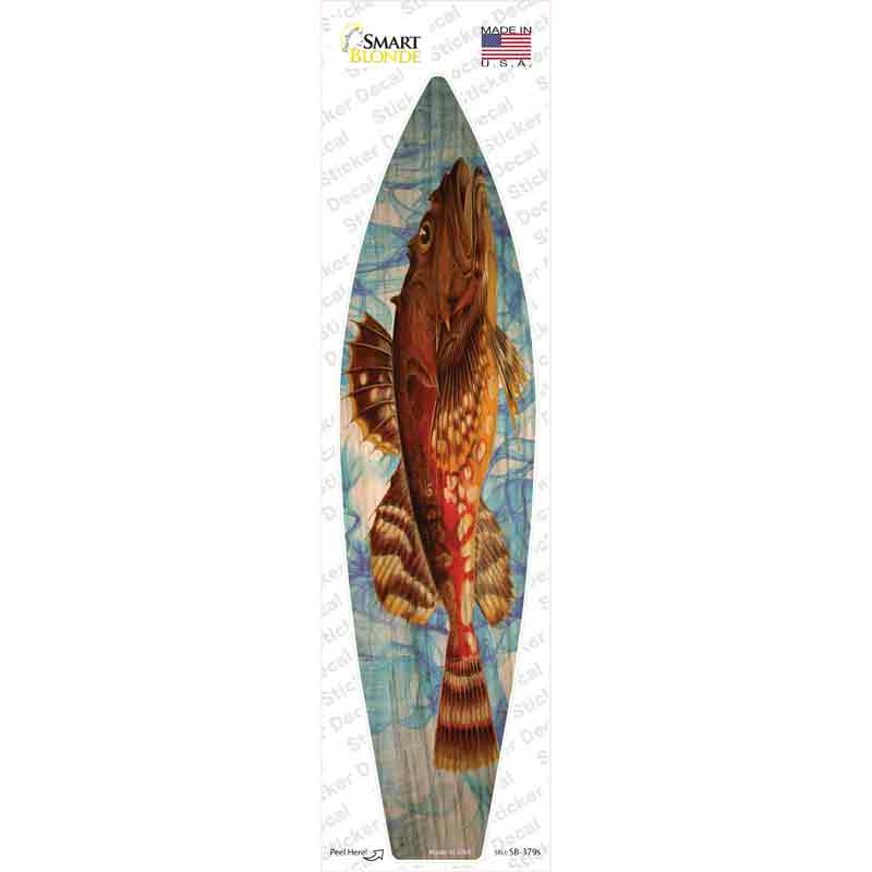 SB-379s-M Orange Fish Novelty Surfboard Sticker Decal - Medium