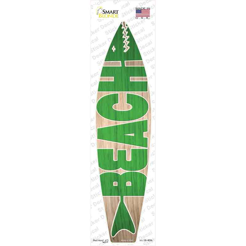 SB-409s-M Green Beach Novelty Surfboard Sticker Decal - Medium