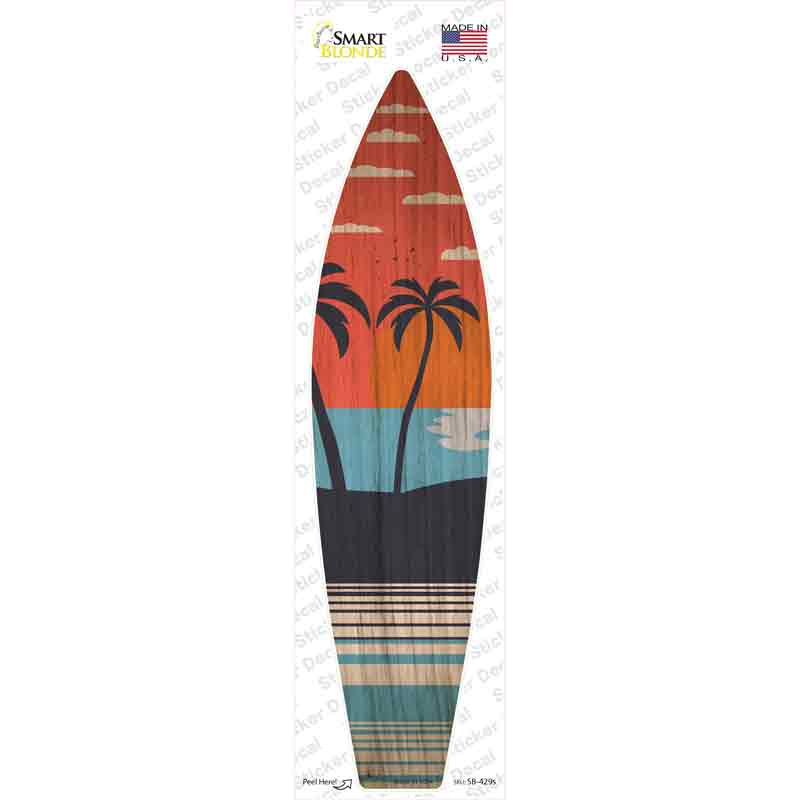 SB-429s-M Twin Palm Trees Sunset Novelty Surfboard Sticker Decal - Medium