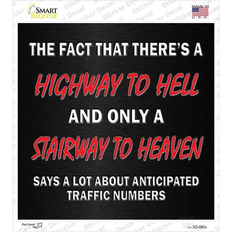 SQ-085s-M Traffic Numbers Novelty Square Sticker Decal - Medium