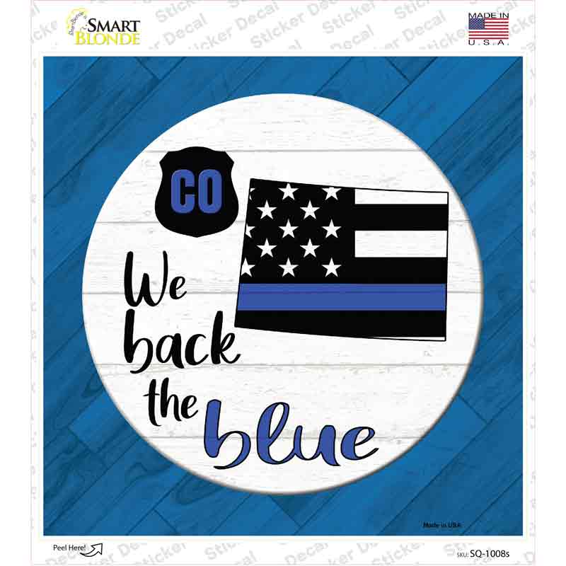 SQ-1008s-M Colorado Back the Blue Novelty Square Sticker Decal - Medium