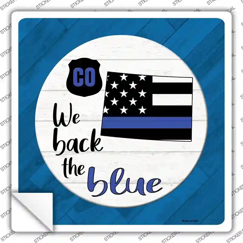 SQ-1008s-S Colorado Back the Blue Novelty Square Sticker Decal - Small