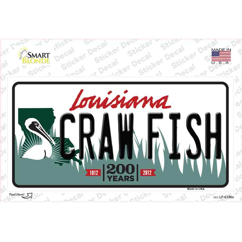 LP-6186s-M Craw Fish Louisiana Novelty Sticker Decal - Medium