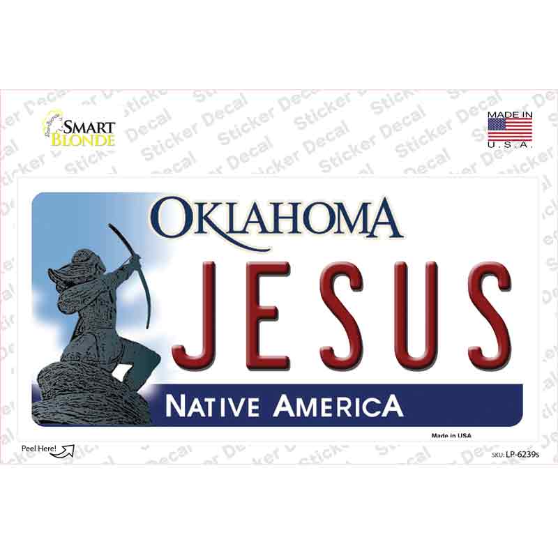 LP-6239s-M Jesus Oklahoma Novelty Sticker Decal - Medium
