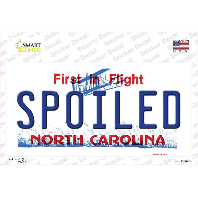 LP-6498s-M Spoiled North Carolina Novelty Sticker Decal - Medium