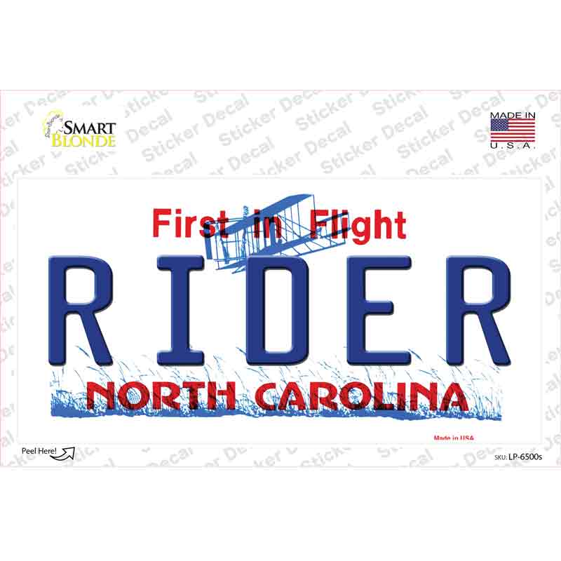 LP-6500s-M Rider North Carolina Novelty Sticker Decal - Medium