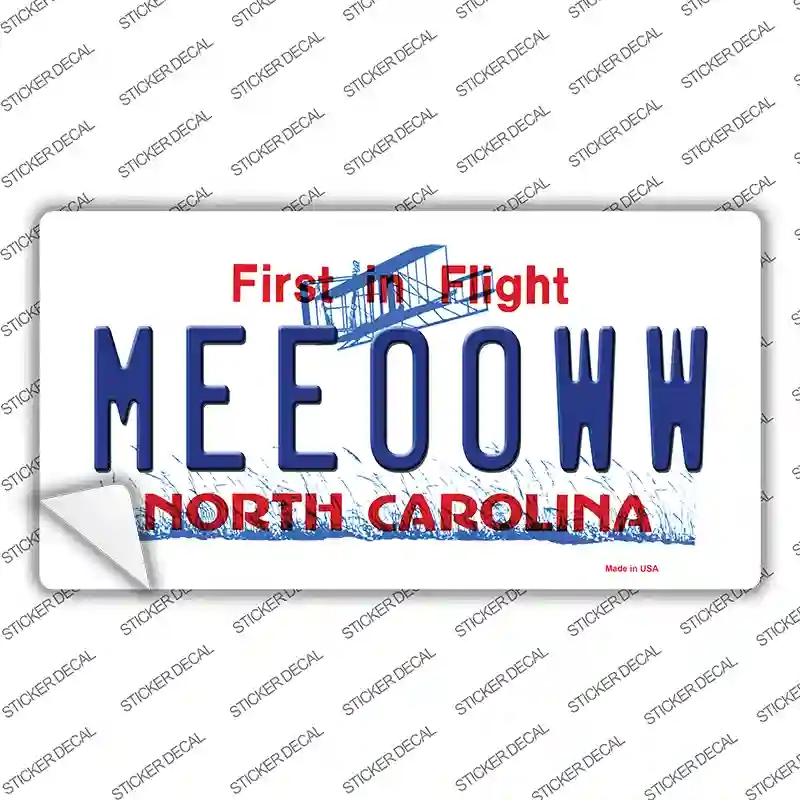 LP-6504s-S Meeooww North Carolina Novelty Sticker Decal - Small