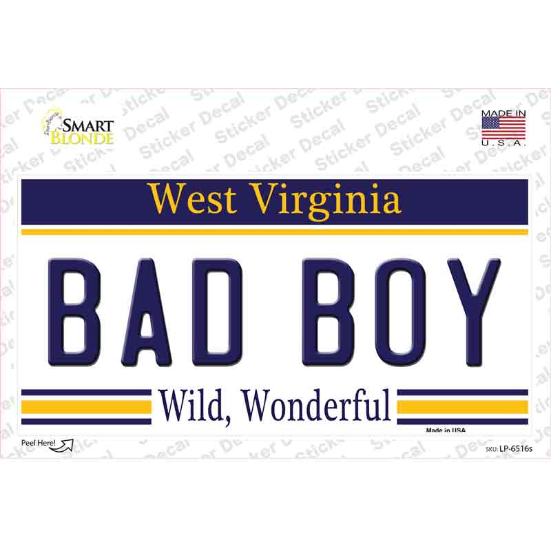 LP-6516s-M Bad Boy West Virginia Novelty Sticker Decal - Medium