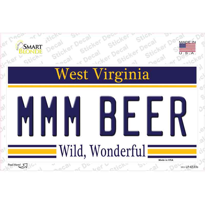 LP-6533s-M MMM Beer West Virginia Novelty Sticker Decal - Medium