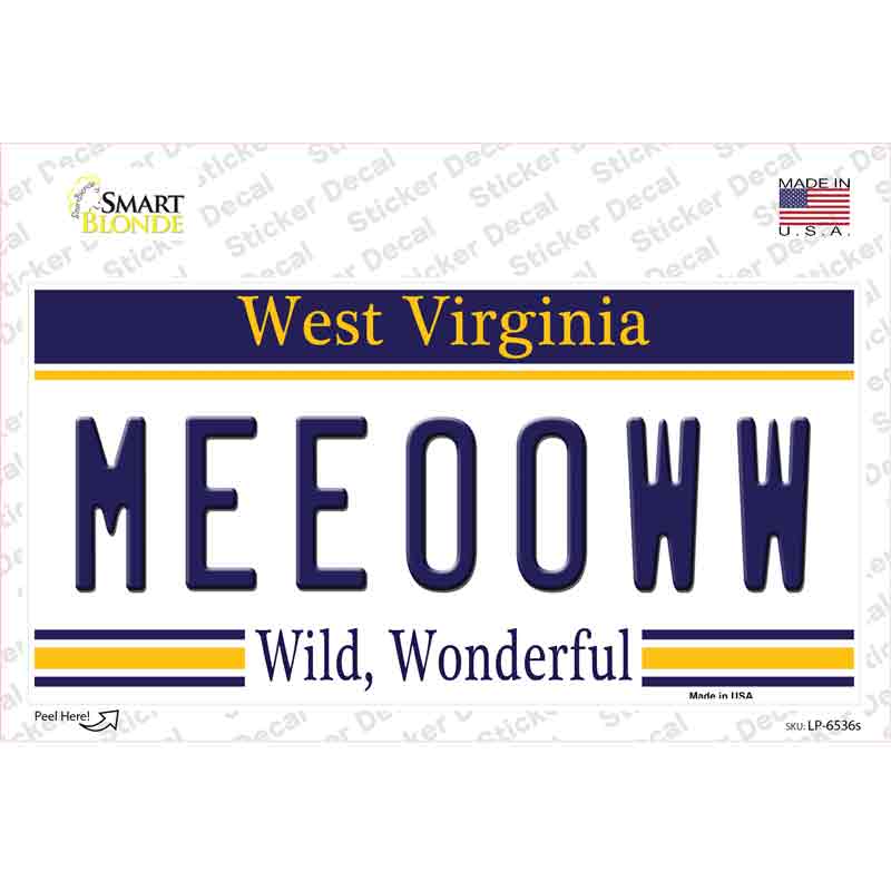 LP-6536s-M Meeooww West Virginia Novelty Sticker Decal - Medium