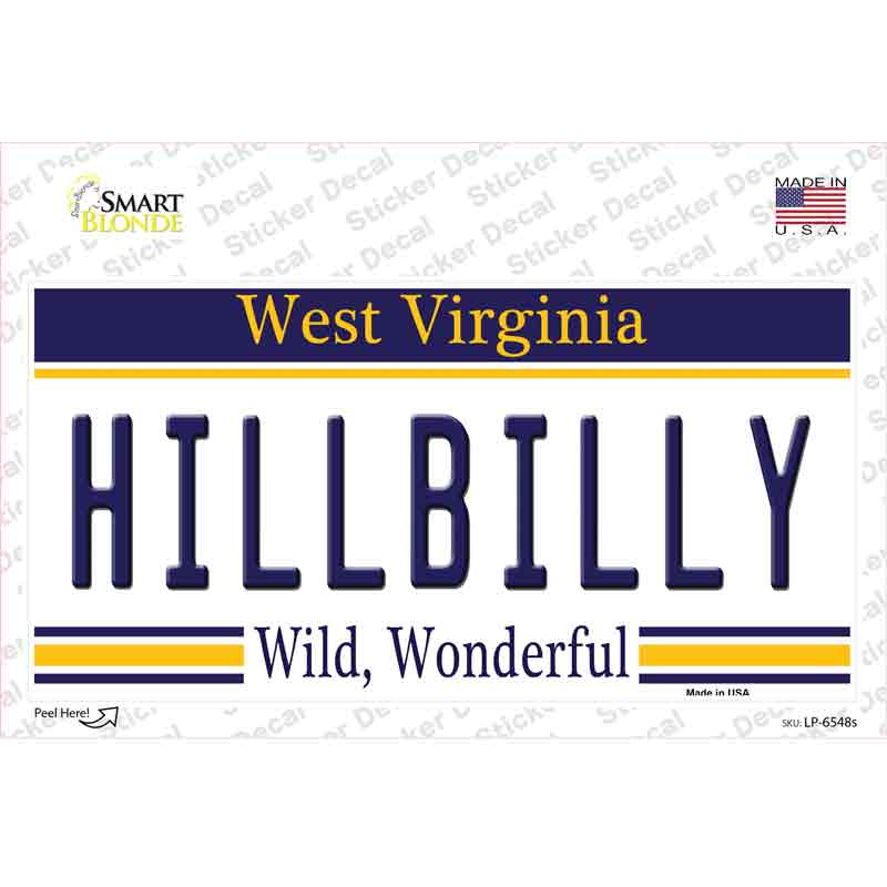 LP-6548s-M Hillbilly West Virginia Novelty Sticker Decal - Medium