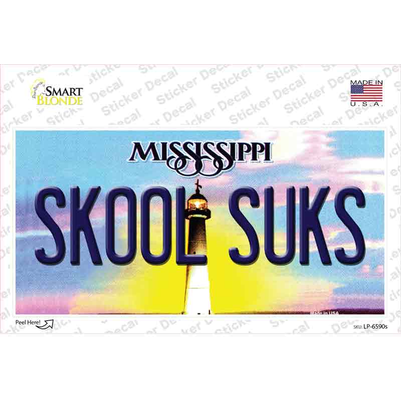LP-6590s-M Skool Suks Mississippi Novelty Sticker Decal - Medium