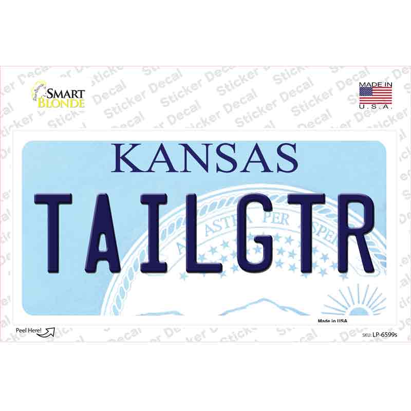 LP-6599s-M Tailgtr Kansas Novelty Sticker Decal - Medium