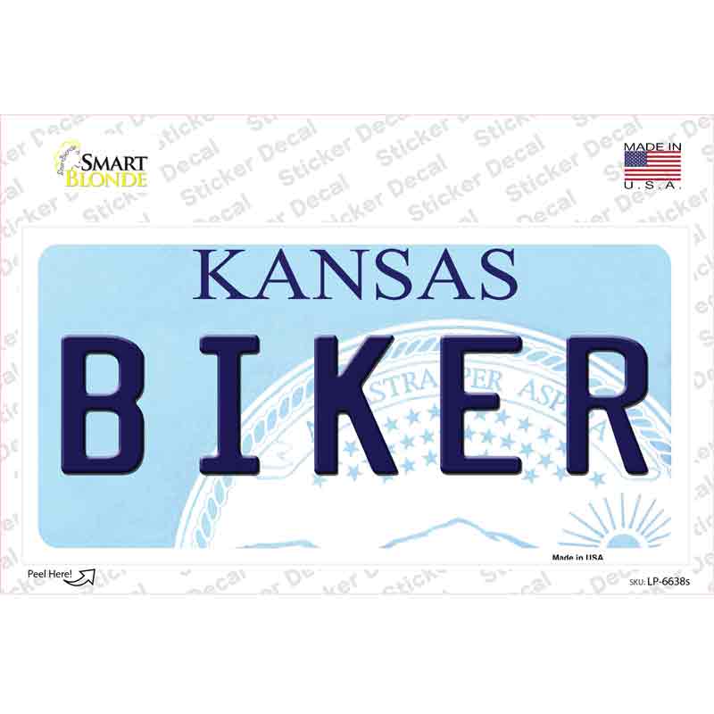 LP-6638s-M Biker Kansas Novelty Sticker Decal - Medium