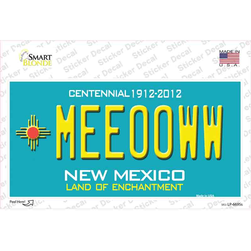 LP-6695s-M Meeooww   Mexico Novelty Sticker Decal - Medium