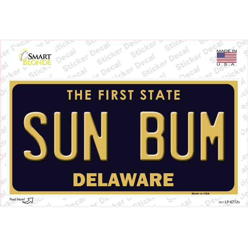 LP-6712s-M Sun Bum Delaware Novelty Sticker Decal - Medium