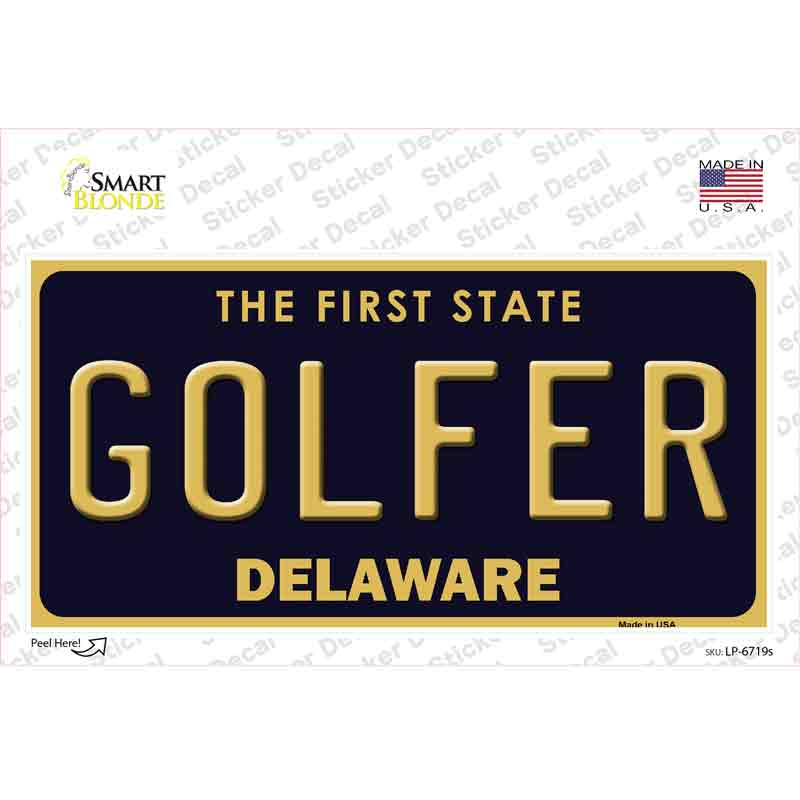 LP-6719s-M Golfer Delaware Novelty Sticker Decal - Medium