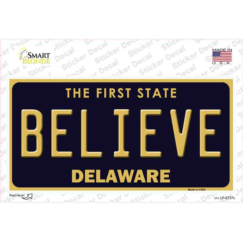 LP-6737s-M Believe Delaware Novelty Sticker Decal - Medium