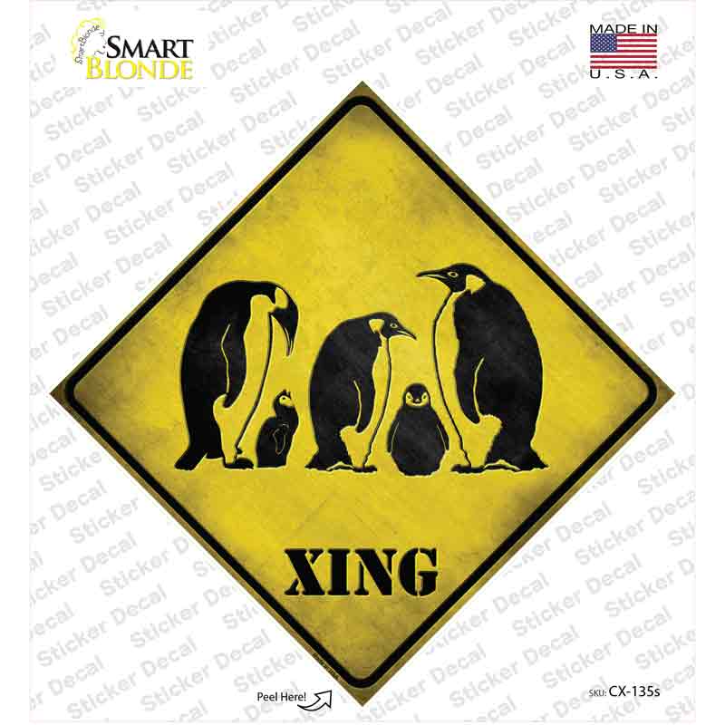 CX-135s-M Penguin Xing Novelty Diamond Sticker Decal - Medium