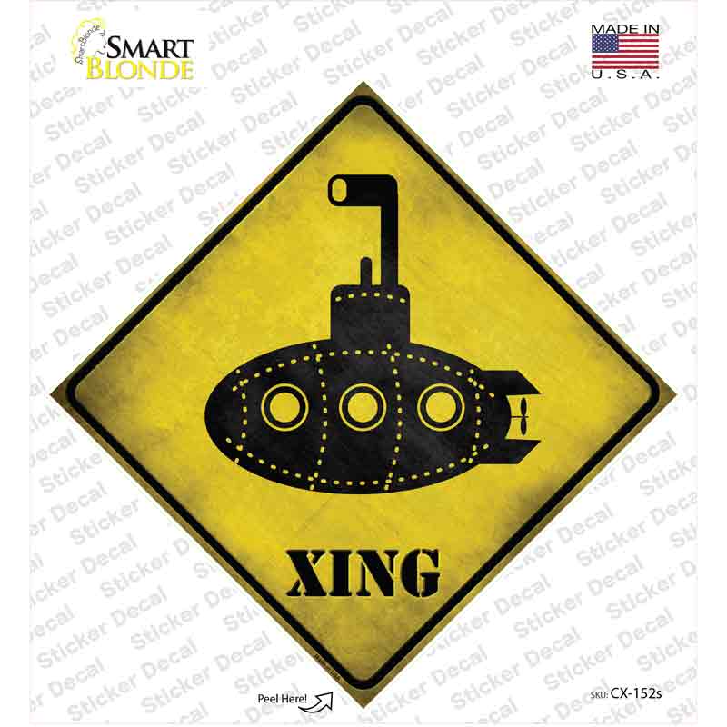 CX-152s-M Cartoon Submarine Xing Novelty Diamond Sticker Decal - Medium