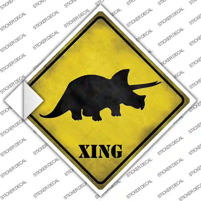 CX-183s-S Triceratops Xing Novelty Diamond Sticker Decal - Small