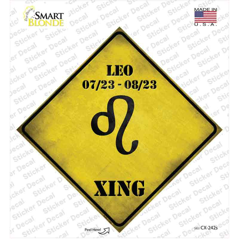 CX-242s-M Leo Zodiac Symbol Xing Novelty Diamond Sticker Decal - Medium