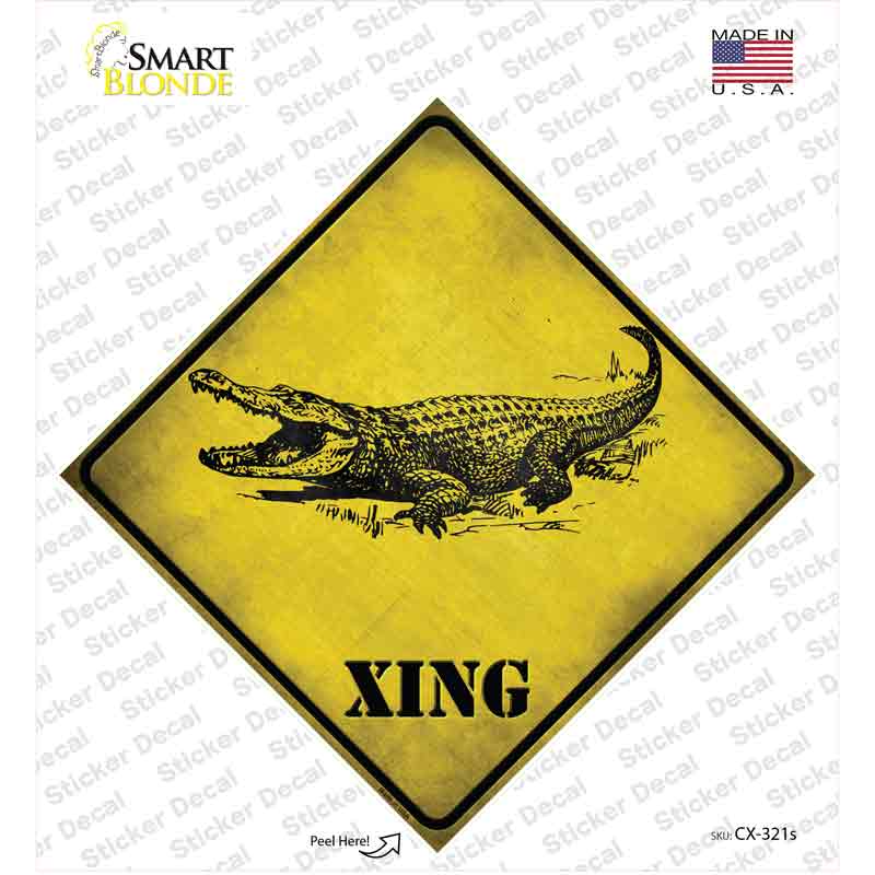 CX-321s-M Alligator Xing Novelty Diamond Sticker Decal - Medium