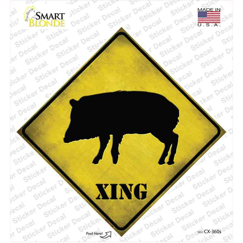 CX-360s-M Javelina Xing Novelty Diamond Sticker Decal - Medium