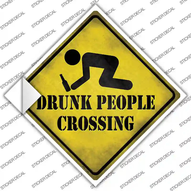 CX-625s-L Drunk People Crossing Novelty Diamond Sticker Decal - Large
