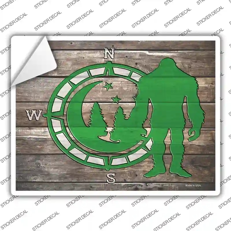 P-3610s-XL Bigfoot Compass Novelty Rectangle Sticker Decal - Extra Large