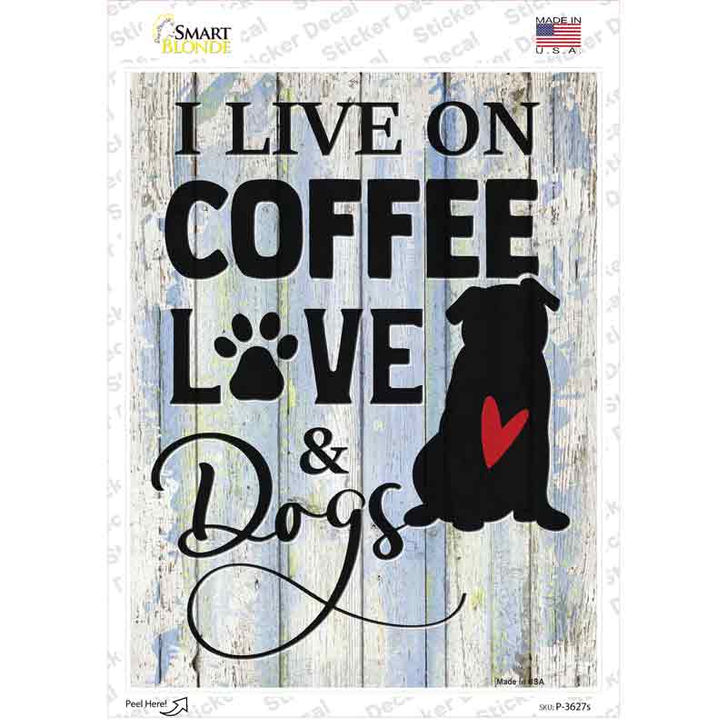 P-3627s-M Coffee Love Dogs Novelty Rectangle Sticker Decal - Medium