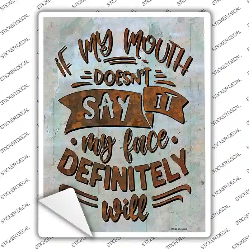 P-3648s-S My Face Will Novelty Rectangle Sticker Decal - Small