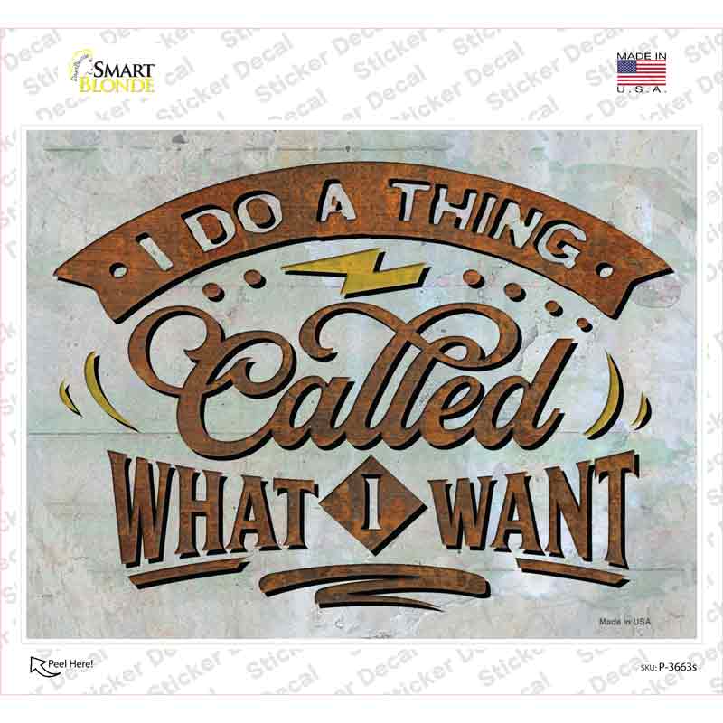 P-3663s-M Doing What I Want Novelty Rectangle Sticker Decal - Medium